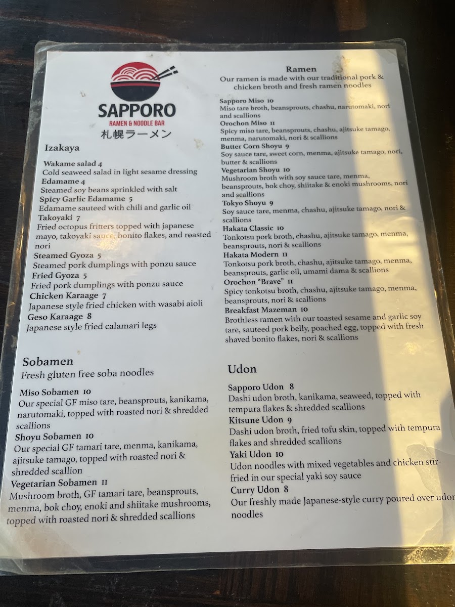 Sapporo Ramen & Noodle Bar Menu 9