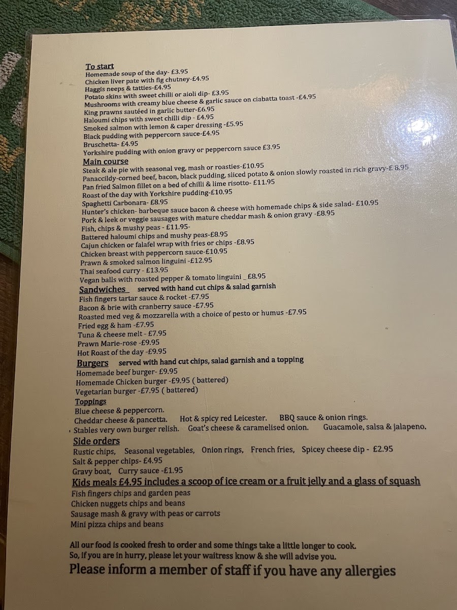 The Stables Pub & Eatery Menu 3