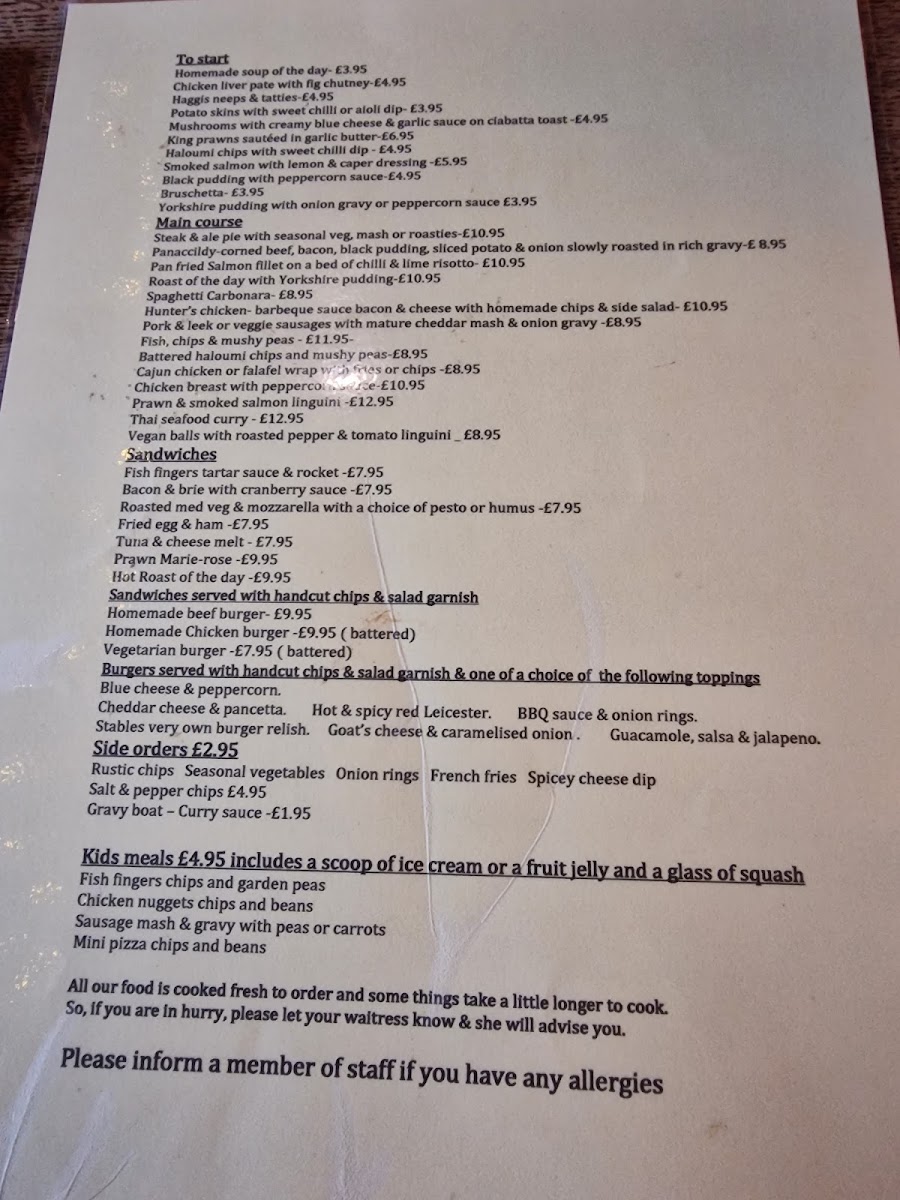 The Stables Pub & Eatery Menu 4