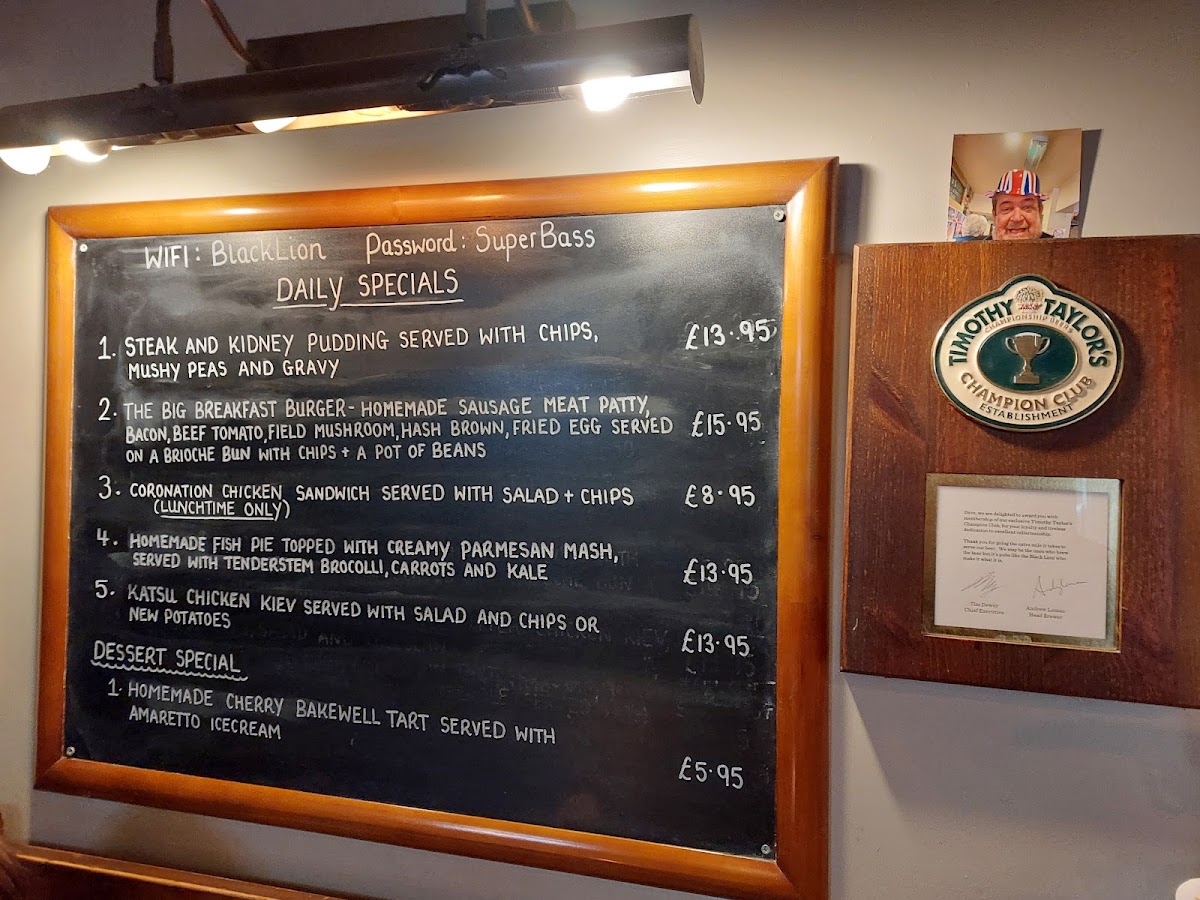 The Black Lion Cheddleton Menu 3