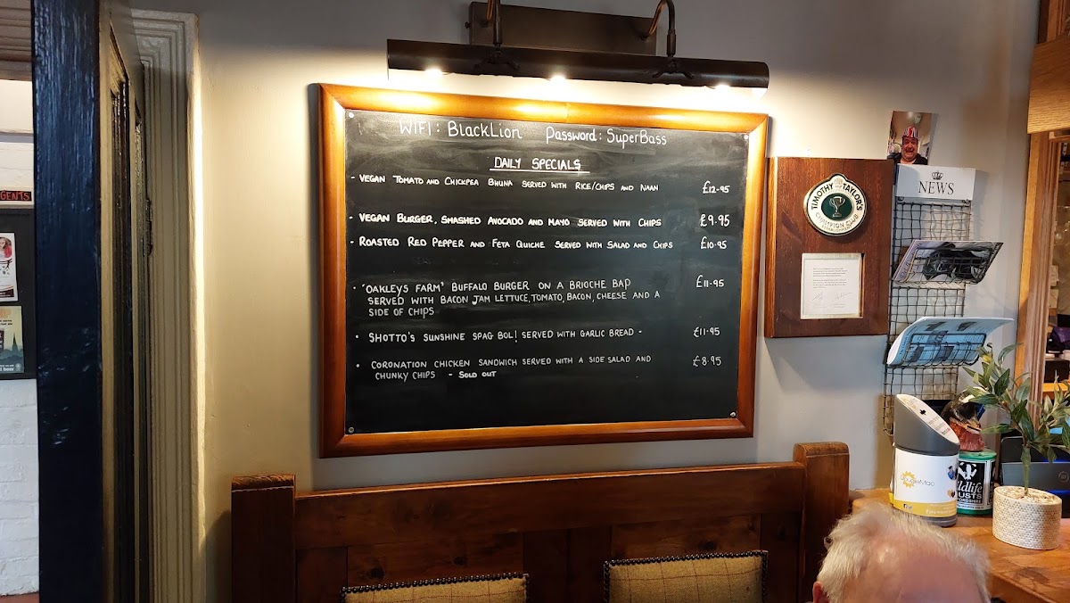 The Black Lion Cheddleton Menu 4