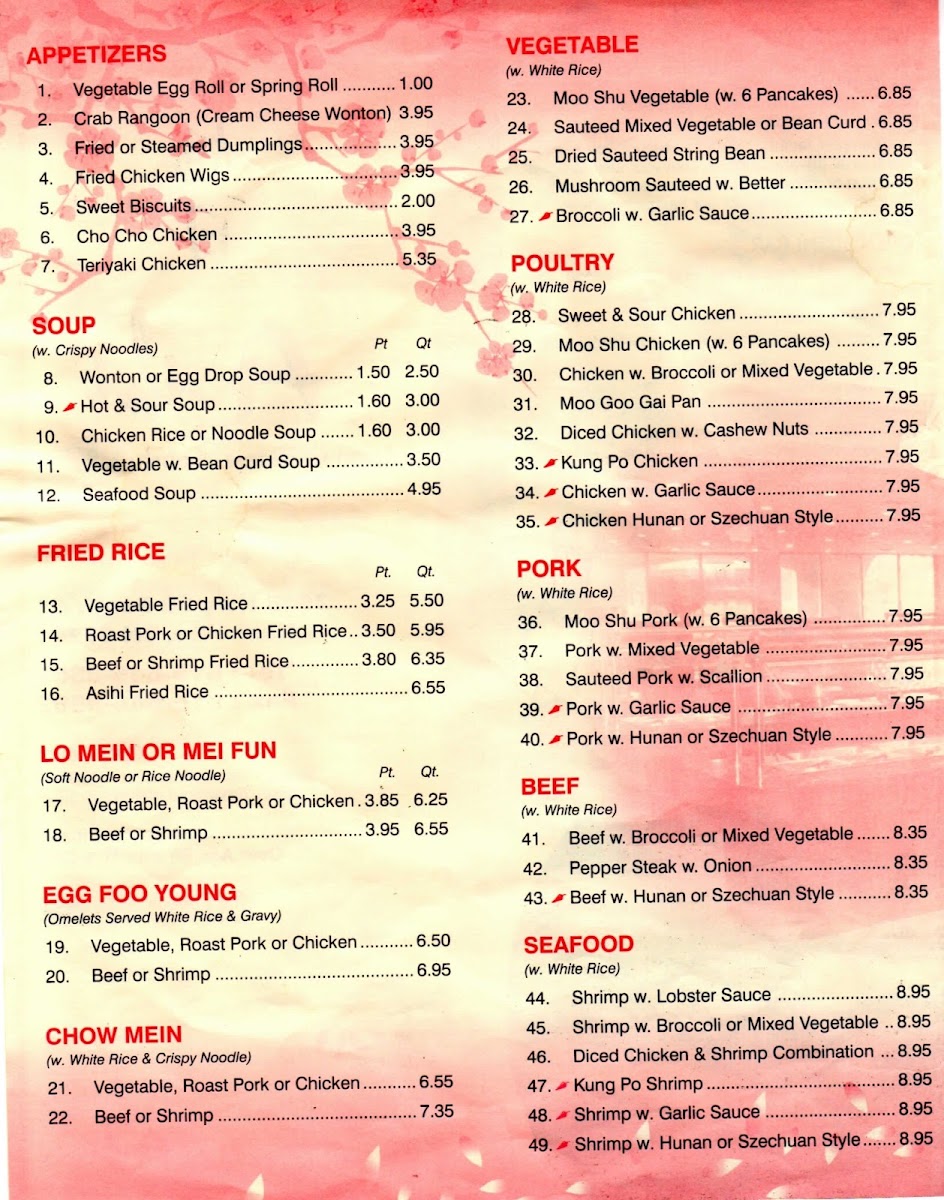 Asihi Hibachi & Buffet Menu 1
