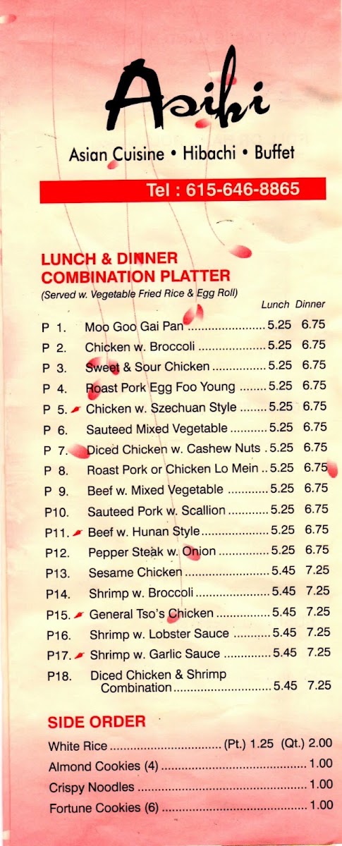 Asihi Hibachi & Buffet Menu 5