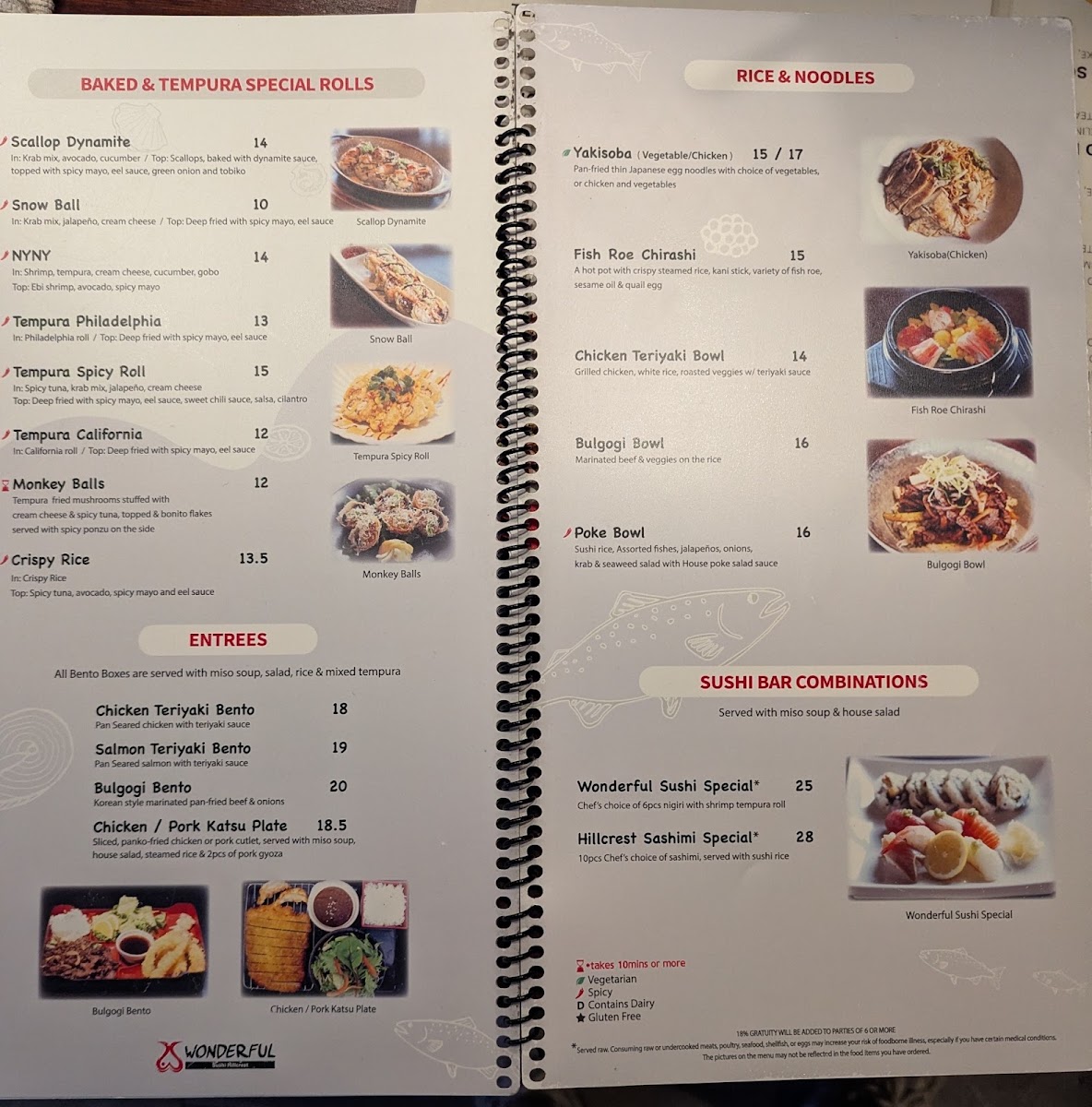 Wonderful Sushi Hillcrest Menu 3