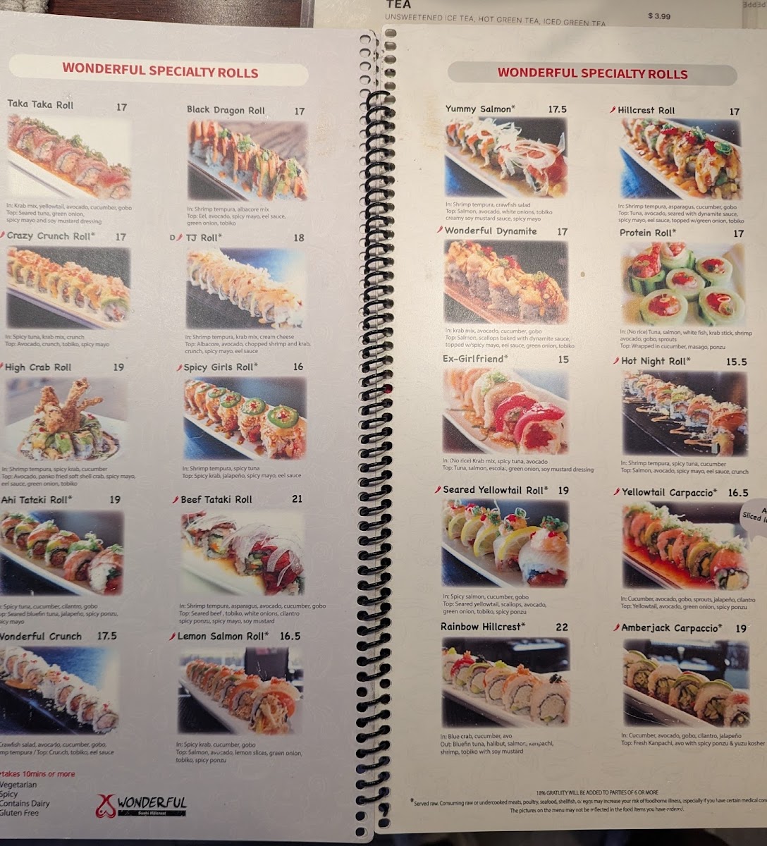 Wonderful Sushi Hillcrest Menu 5