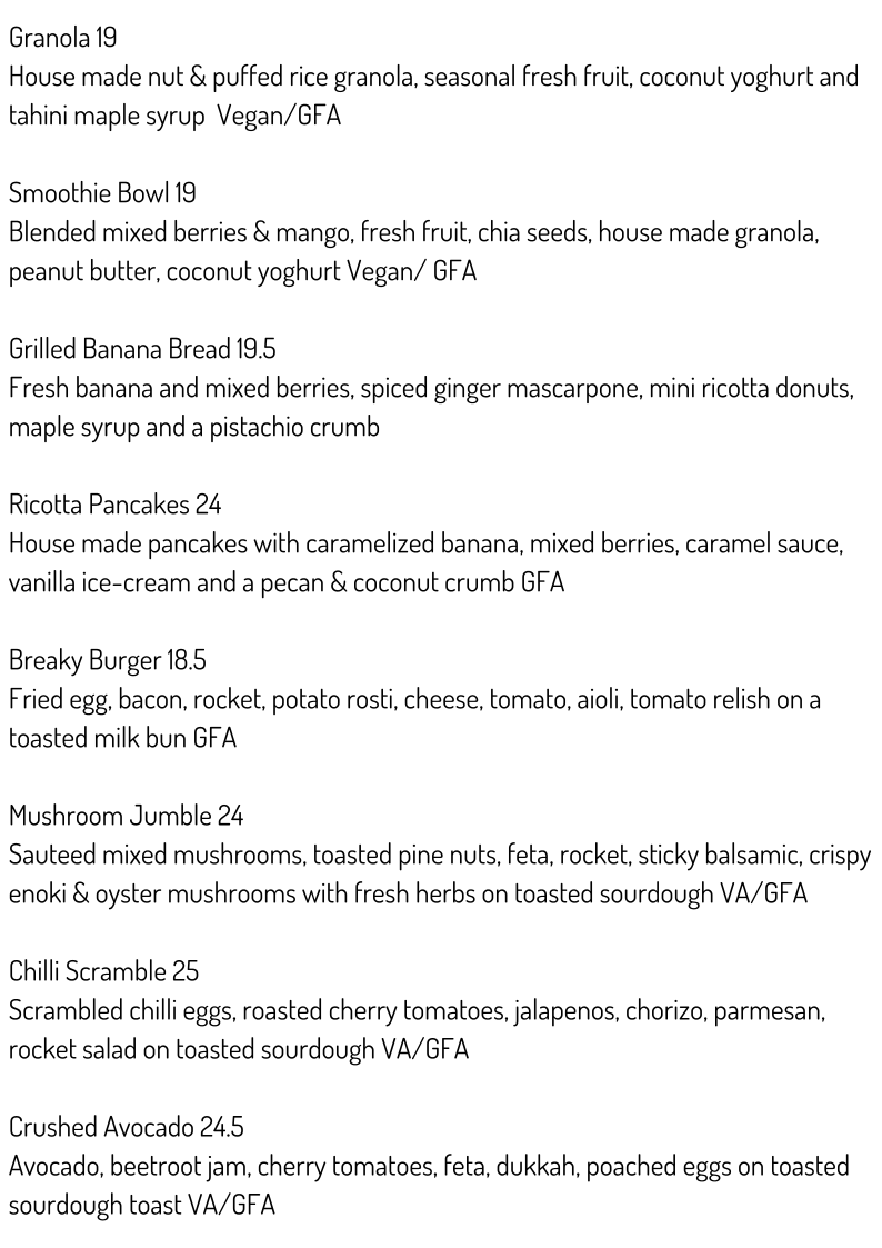 Mitch & Co Cafe Menu 1