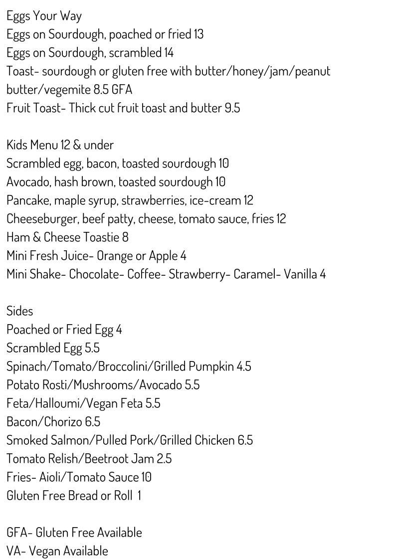 Mitch & Co Cafe Menu 2
