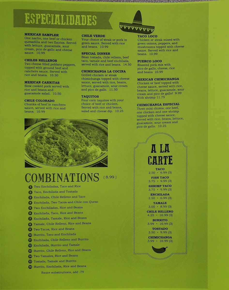 La Cocina Mexican Restaurant Menu 2