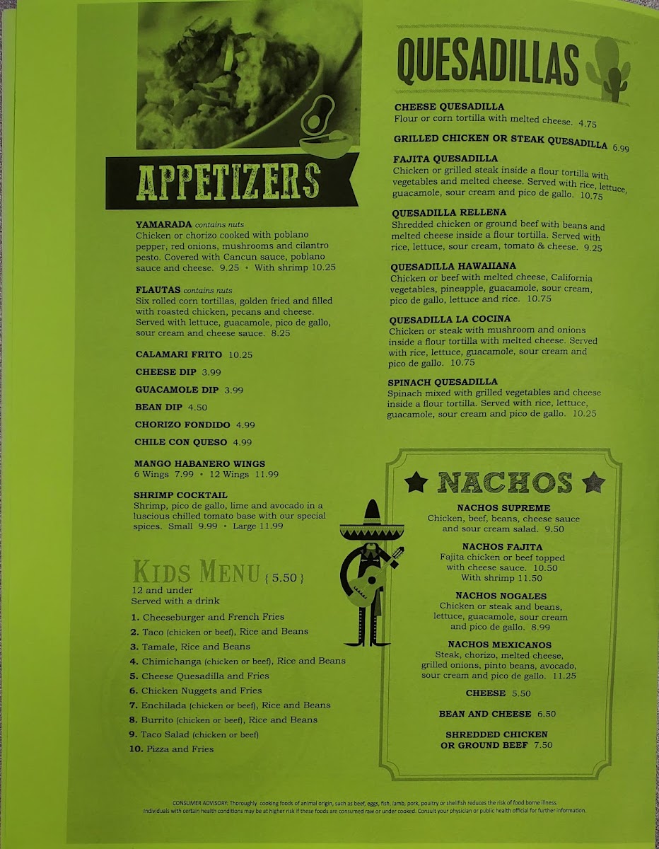 La Cocina Mexican Restaurant Menu 3