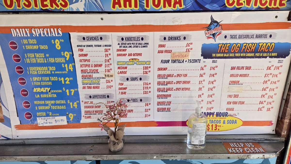 KIKOS PLACE SEAFOOD Menu 1