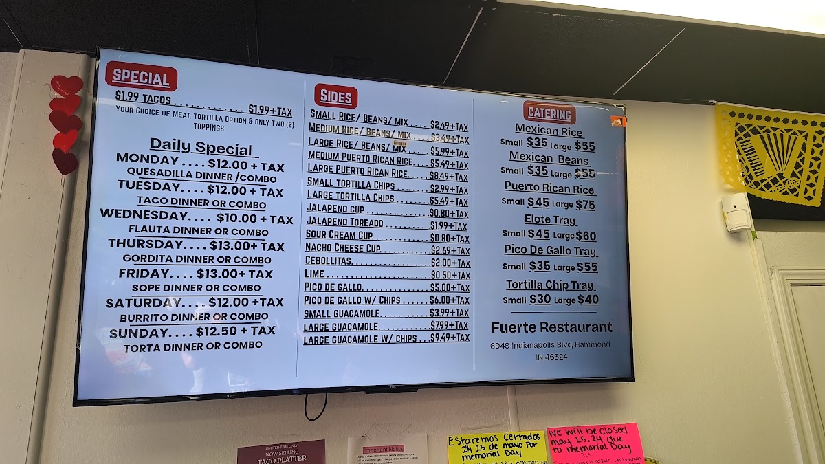 Fuerte Restaurant Menu 1