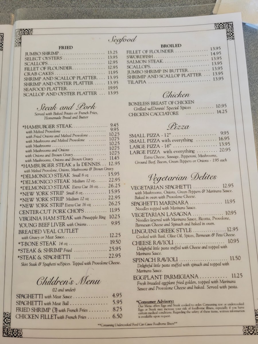 Dennis Spaghetti & Steak House Menu 10