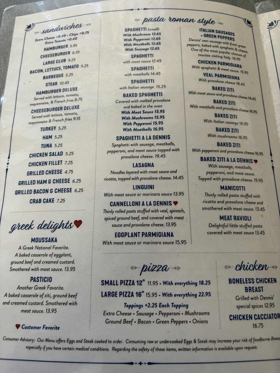 Dennis Spaghetti & Steak House Menu 3