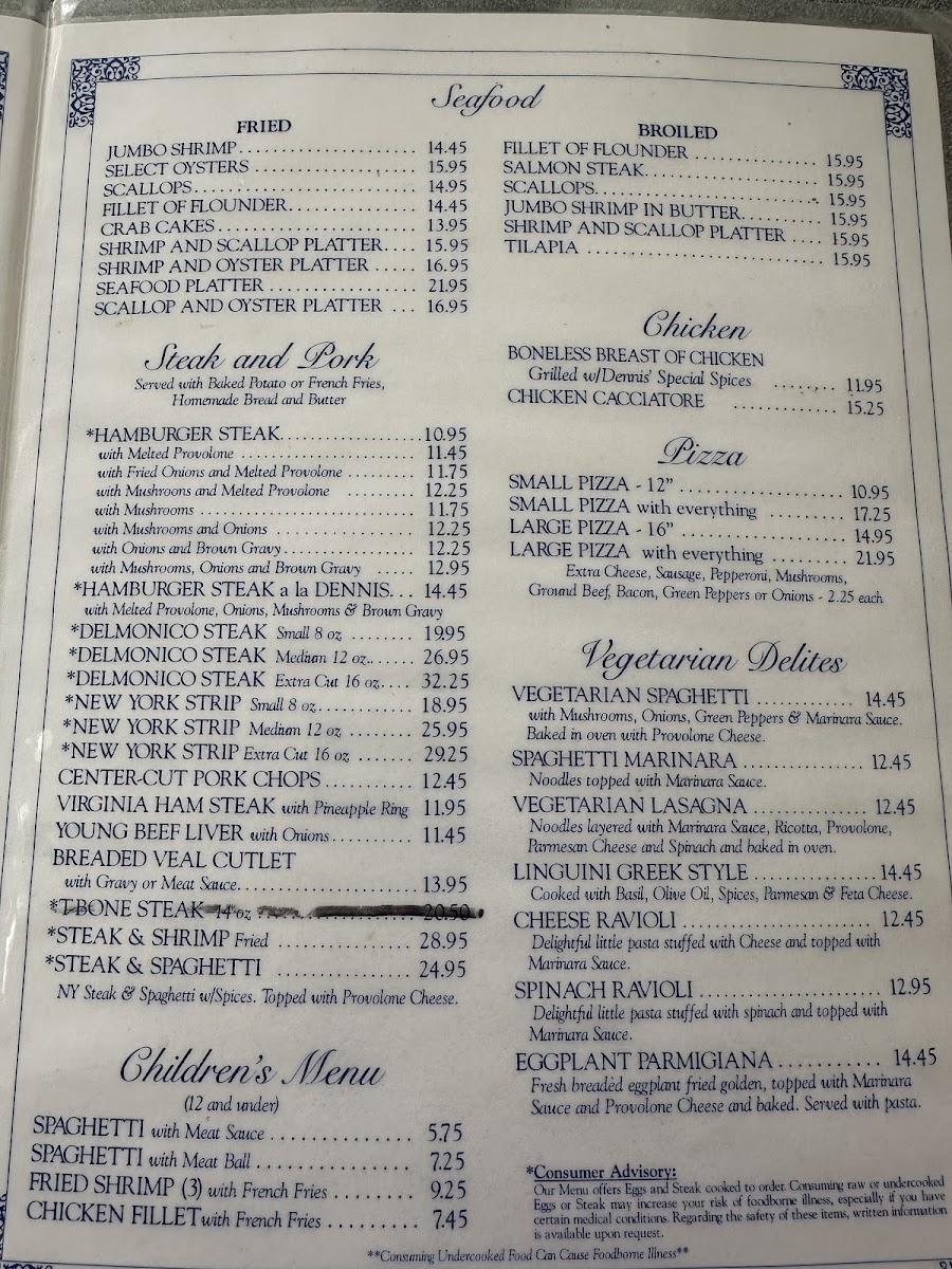 Dennis Spaghetti & Steak House Menu 5