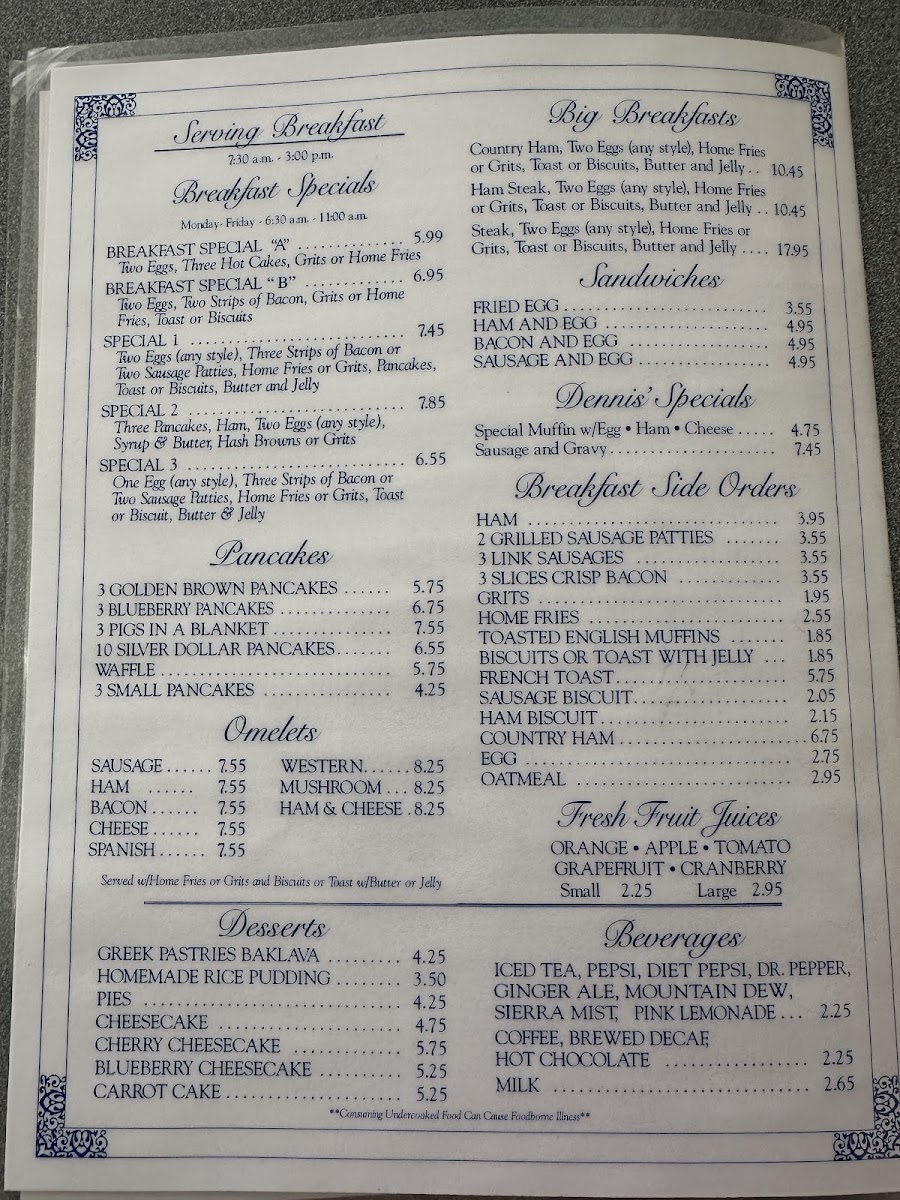 Dennis Spaghetti & Steak House Menu 8