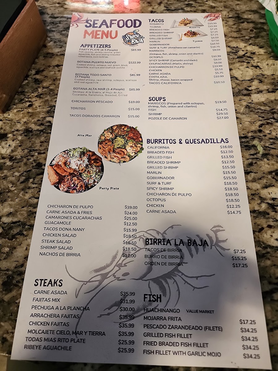 EL SABOR DE LA BAJA OKC Menu 1
