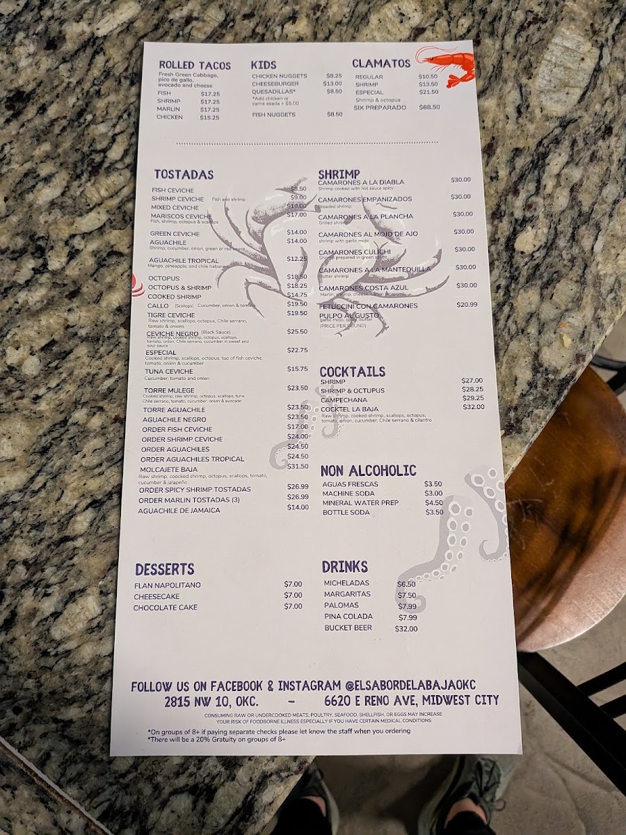 EL SABOR DE LA BAJA OKC Menu 2