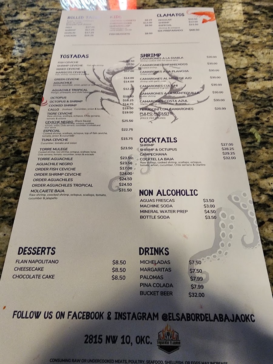 EL SABOR DE LA BAJA OKC Menu 3
