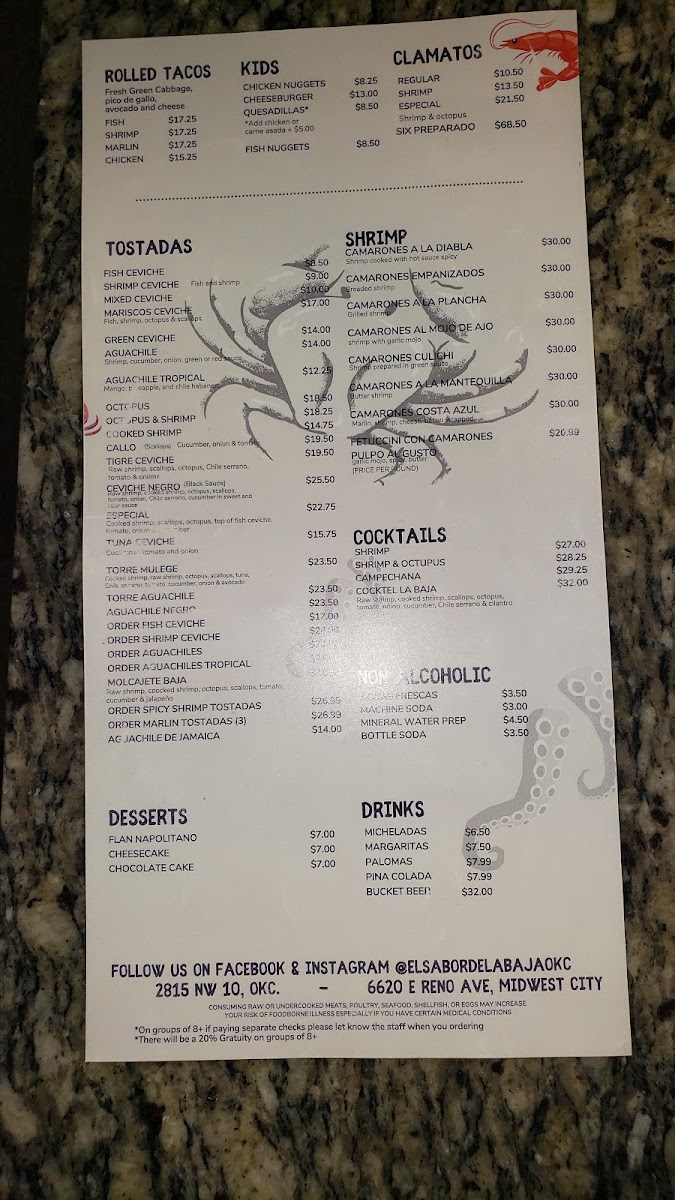 EL SABOR DE LA BAJA OKC Menu 4
