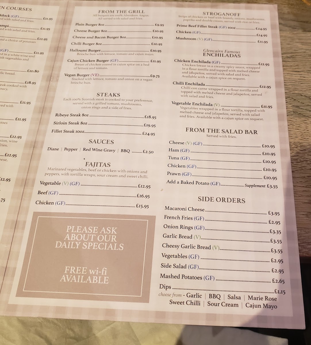 The Glencairn Lounge Menu 3