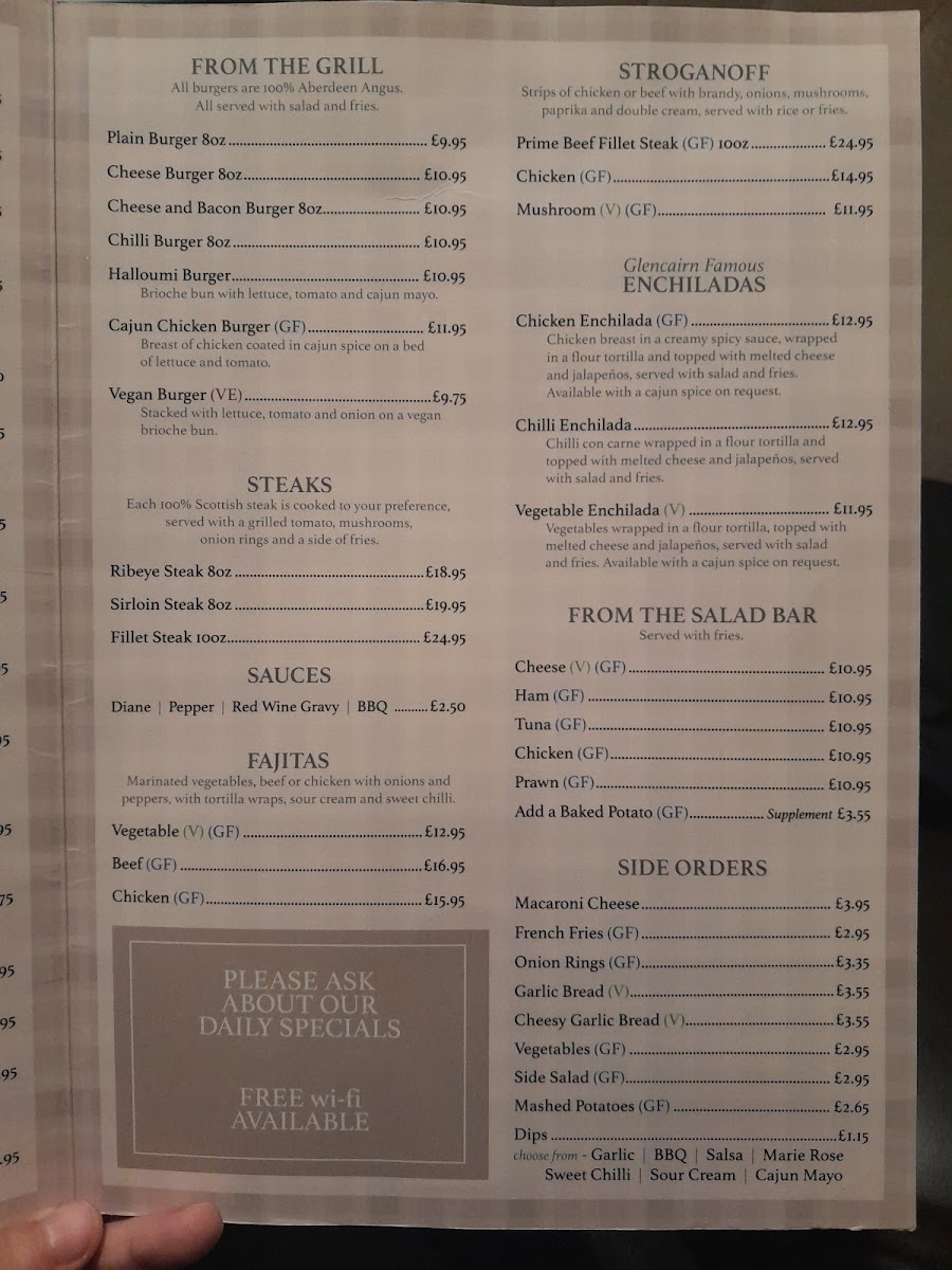 The Glencairn Lounge Menu 5
