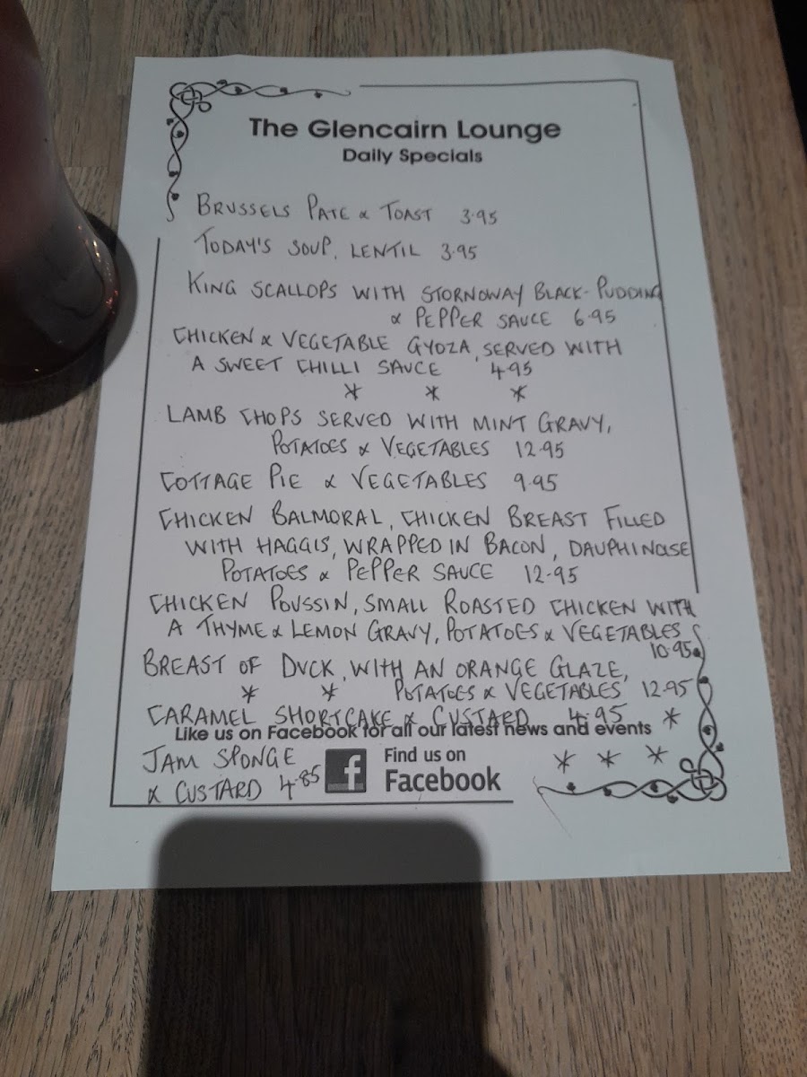The Glencairn Lounge Menu 6