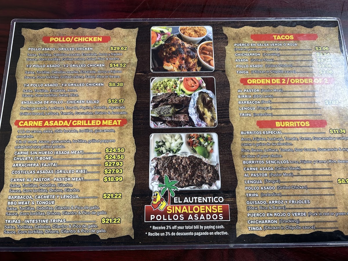 El Auténtico Sinaloense Menu 1