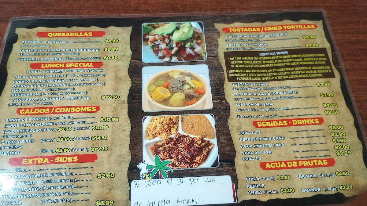 El Auténtico Sinaloense Menu 4