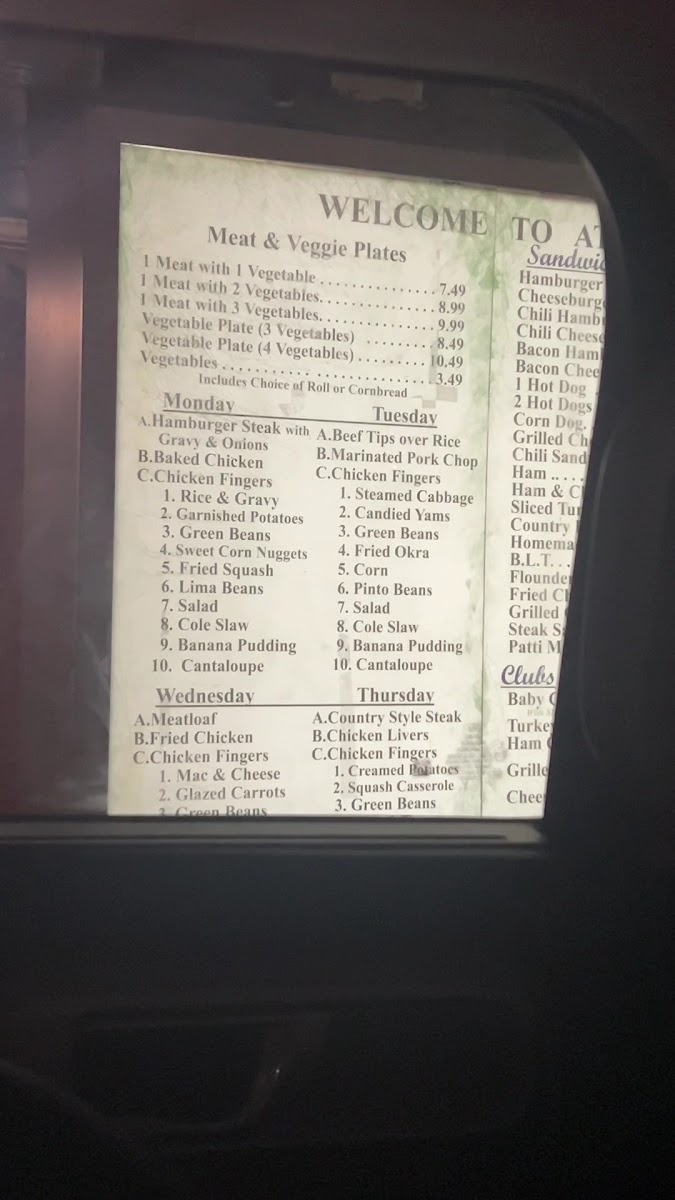 Athas Family Restaurant Menu 1