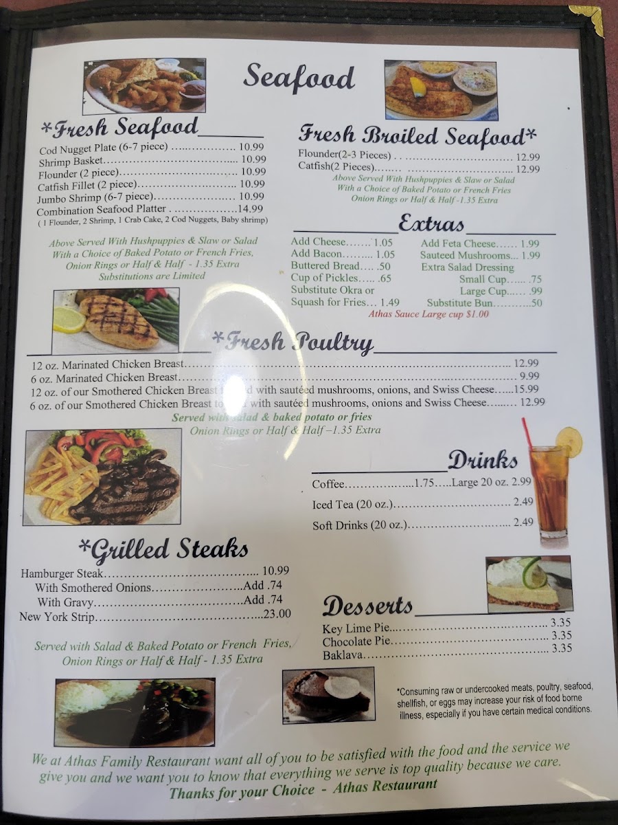 Athas Family Restaurant Menu 3