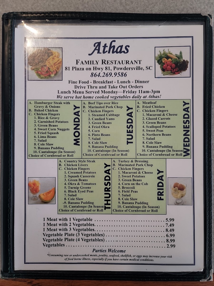 Athas Family Restaurant Menu 4