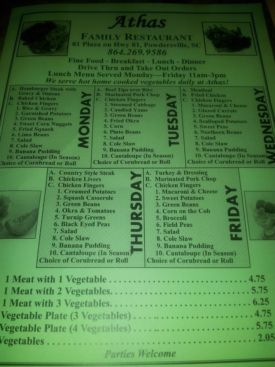 Athas Family Restaurant Menu 8