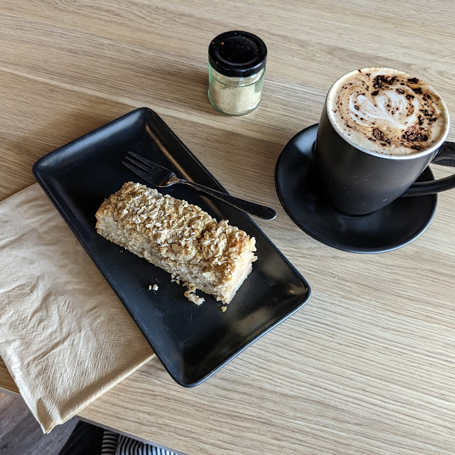 Banana Apple and Yoghurt Cake with Soy Cappuccino