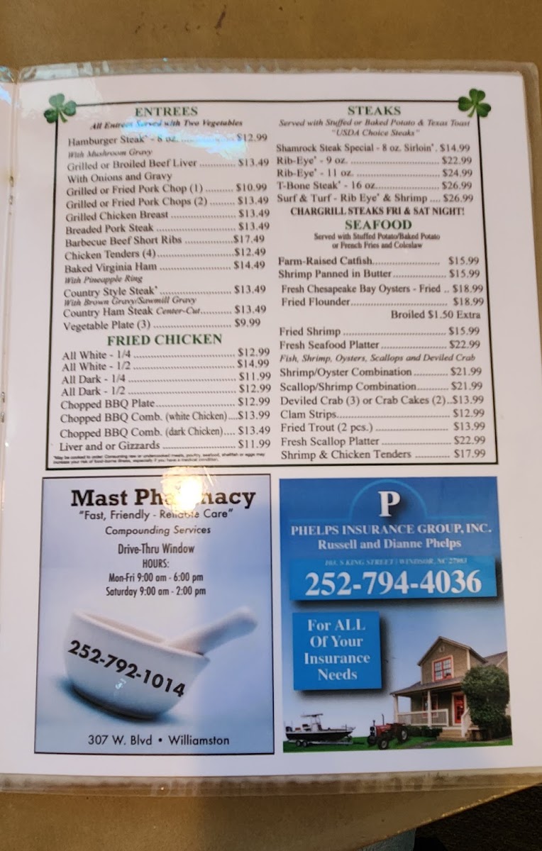 Shamrock Restaurant Menu 4