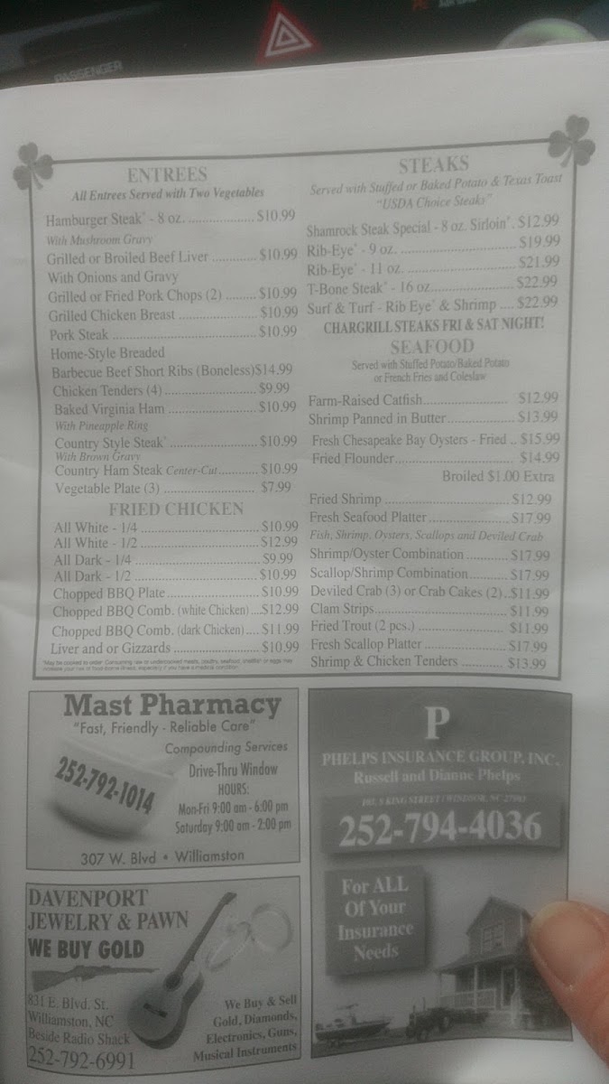 Shamrock Restaurant Menu 8