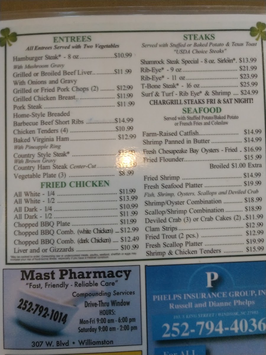 Shamrock Restaurant Menu 9