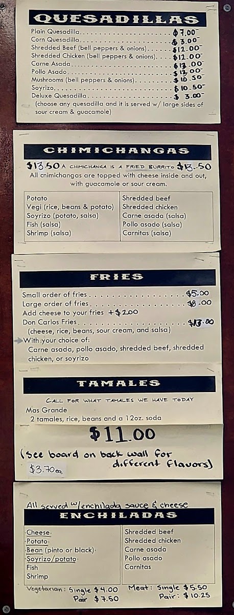 Don Carlos Taco Shop Menu 1