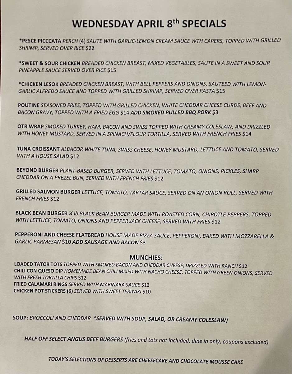 On the Rocks Bar & Grill Menu 1