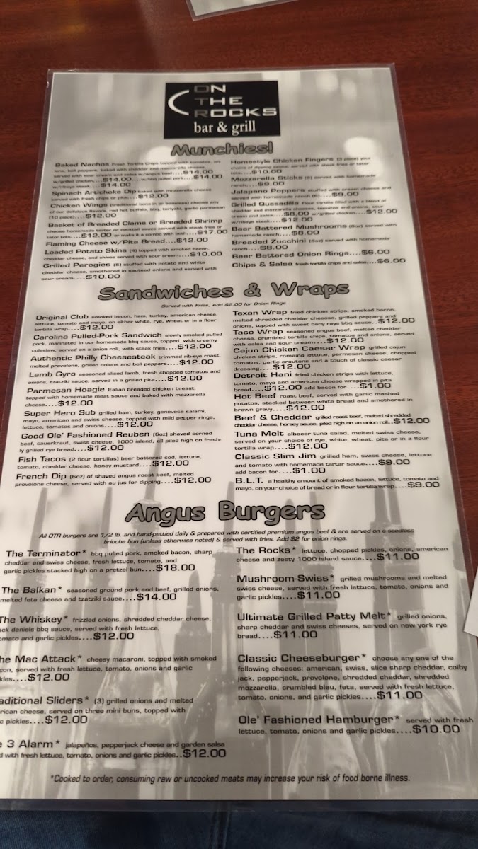 On the Rocks Bar & Grill Menu 5