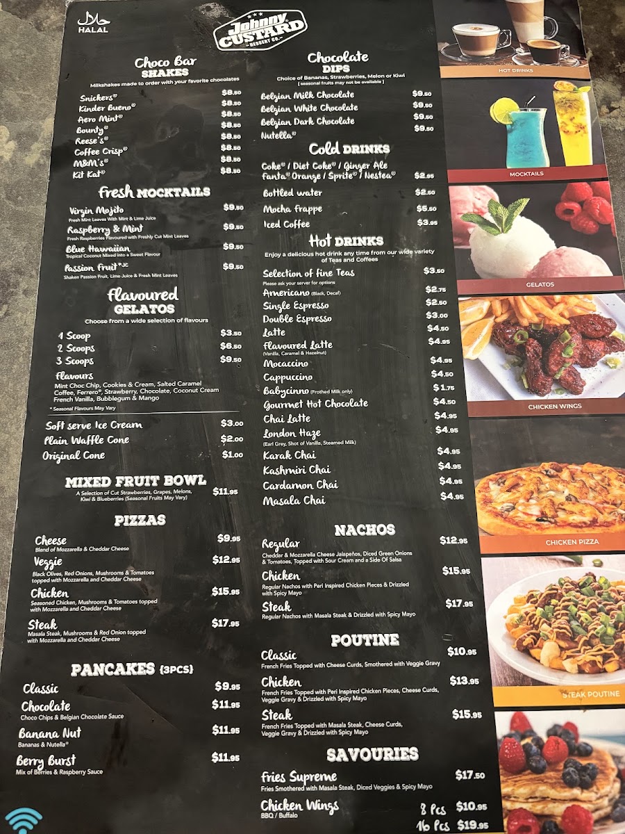 Johnny Custard Dessert Co Menu 1