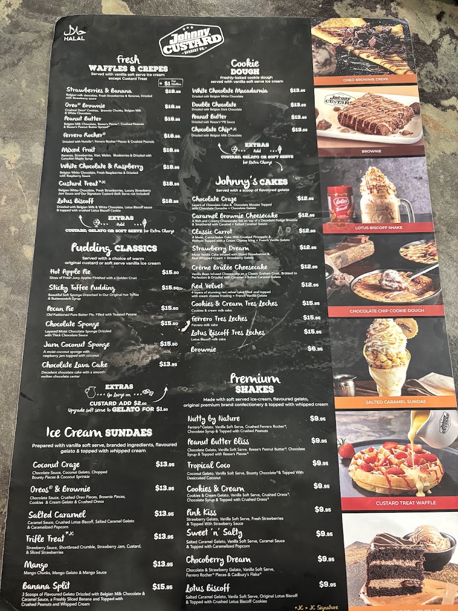 Johnny Custard Dessert Co Menu 2