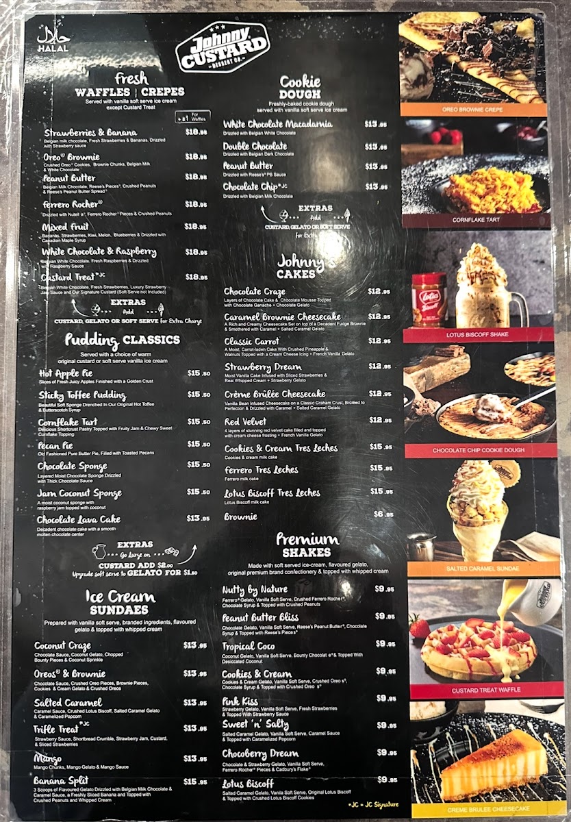Johnny Custard Dessert Co Menu 3