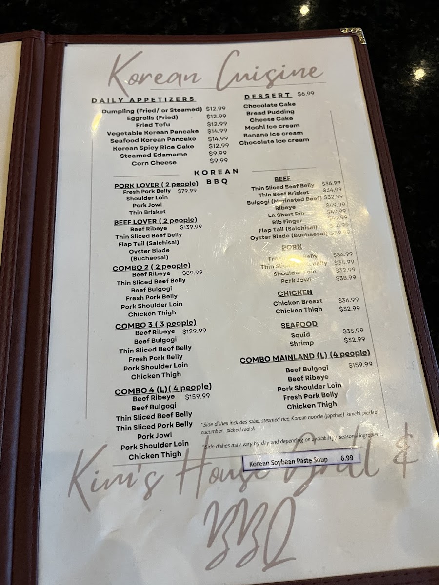 Kim's House Grill & BBQ Menu 1