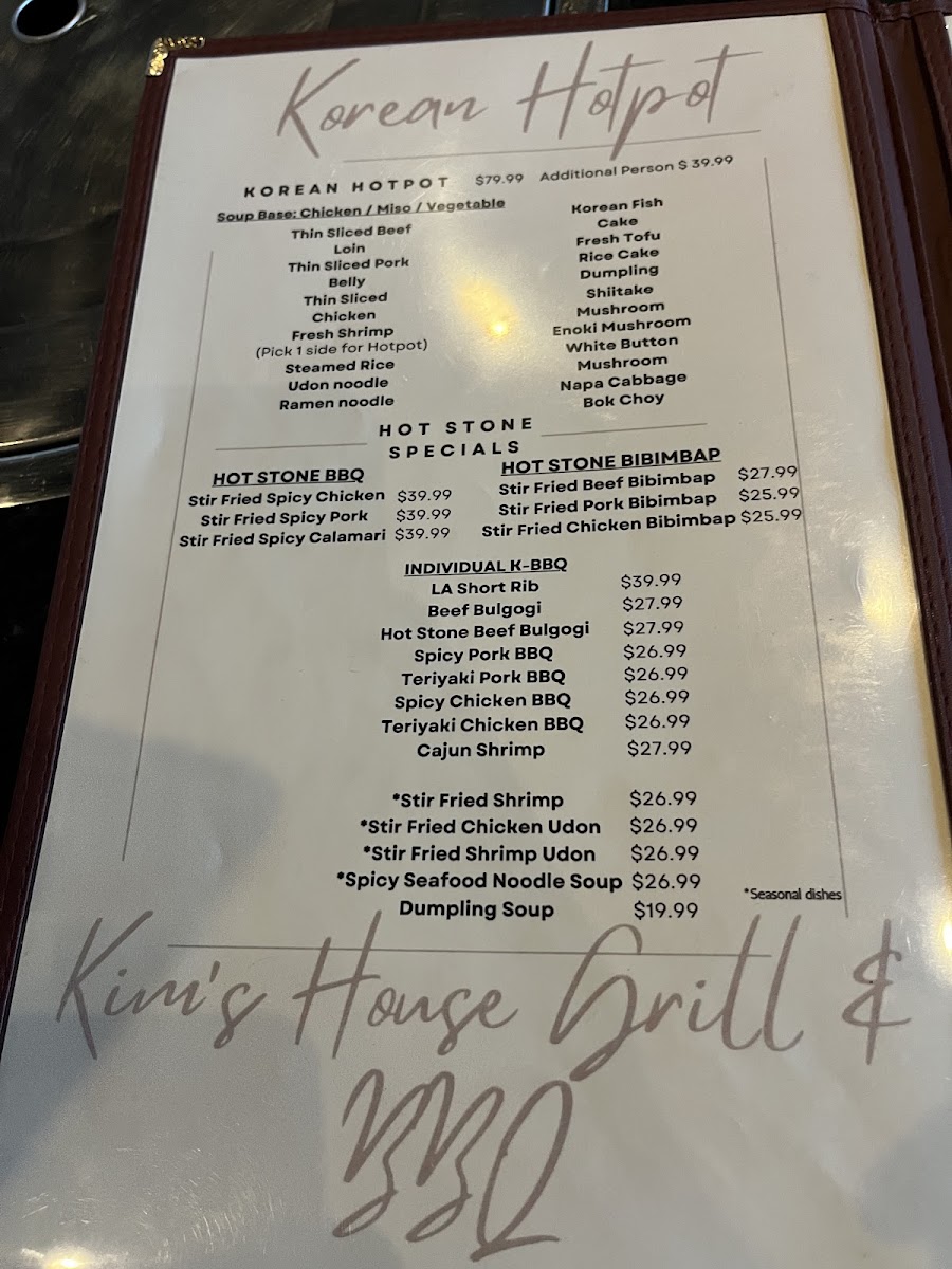 Kim's House Grill & BBQ Menu 2