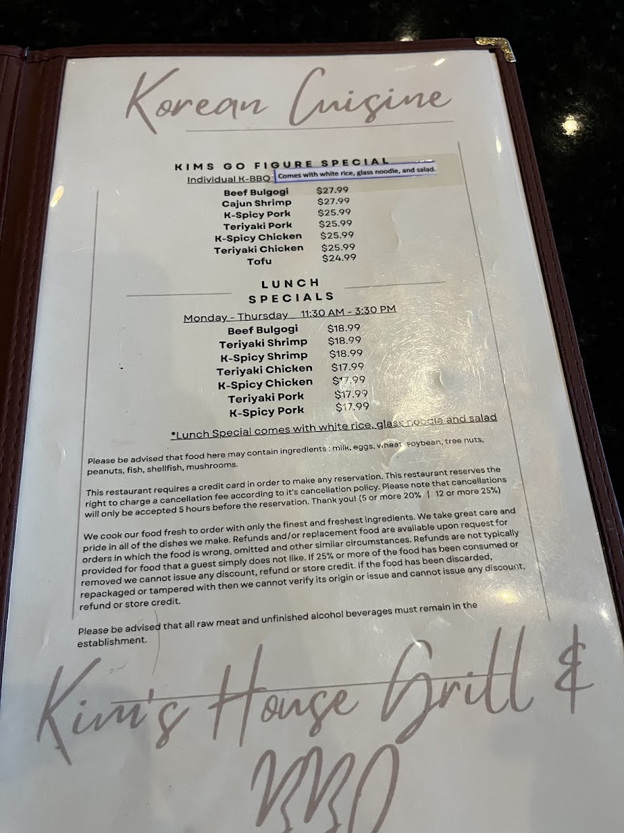 Kim's House Grill & BBQ Menu 6