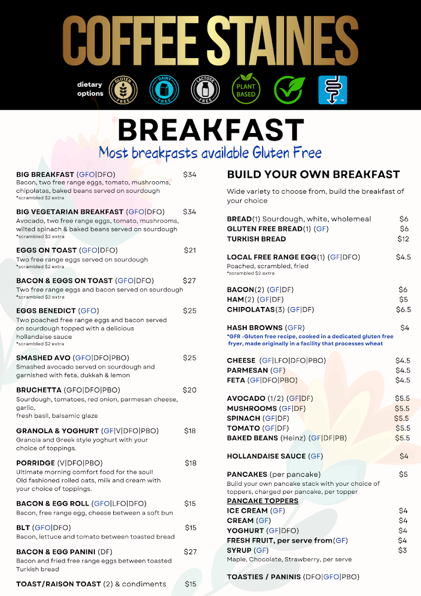 Coffee Staines - Café and Catering Menu 1