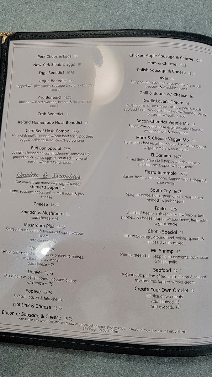 Gunter's Restaurant Menu 8