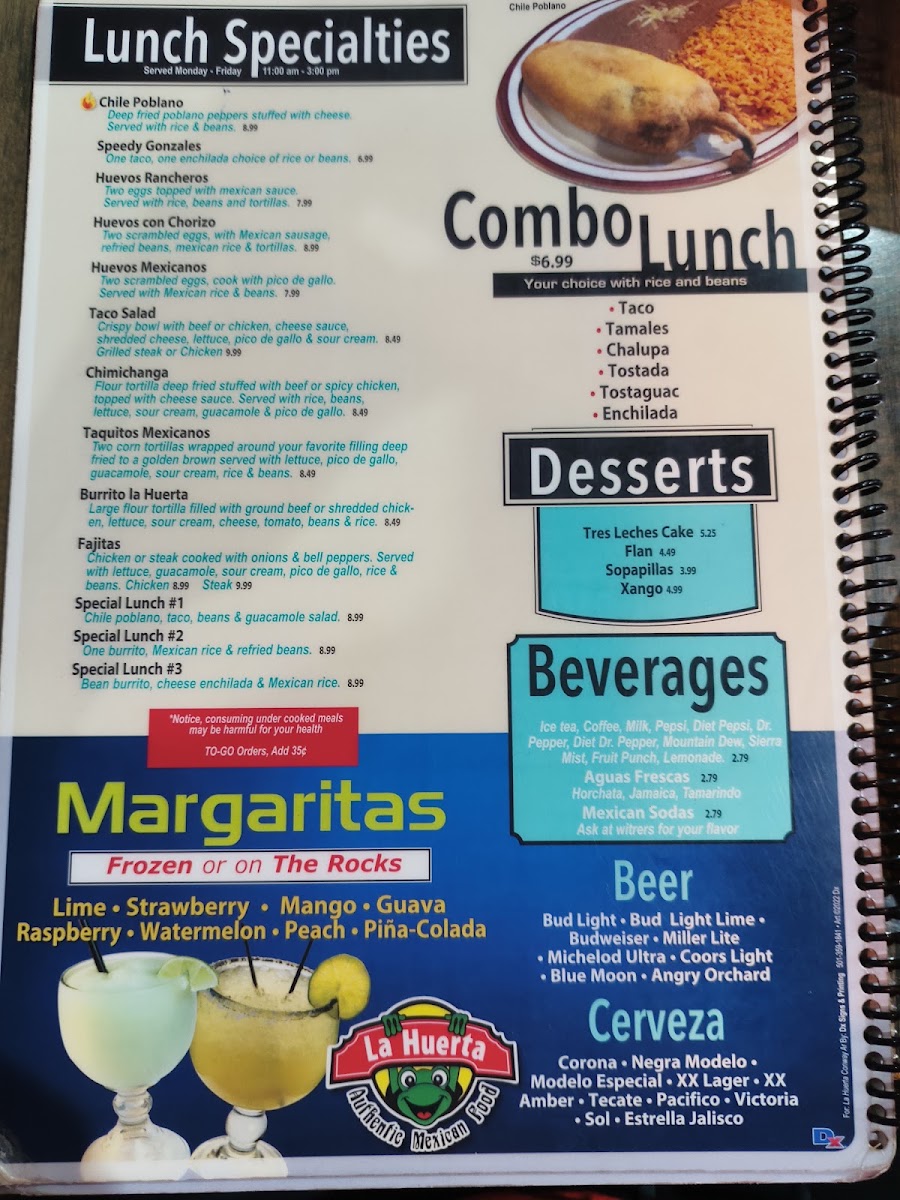 La Huerta Méxican Restaurant Menu 1