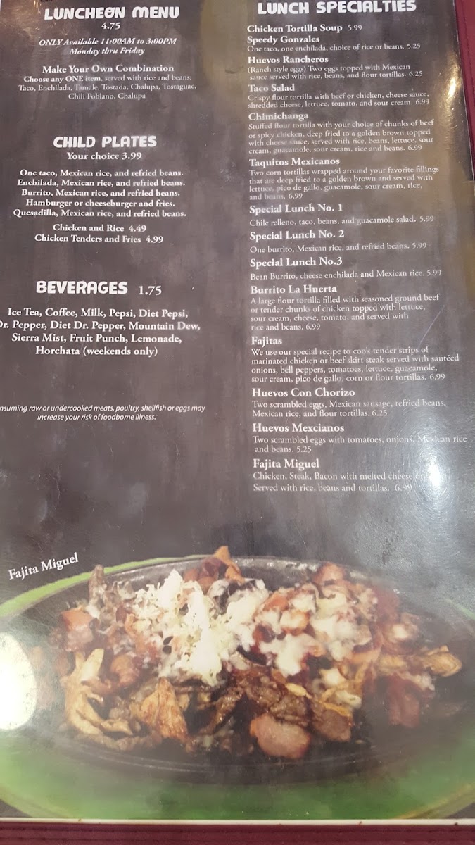 La Huerta Méxican Restaurant Menu 10