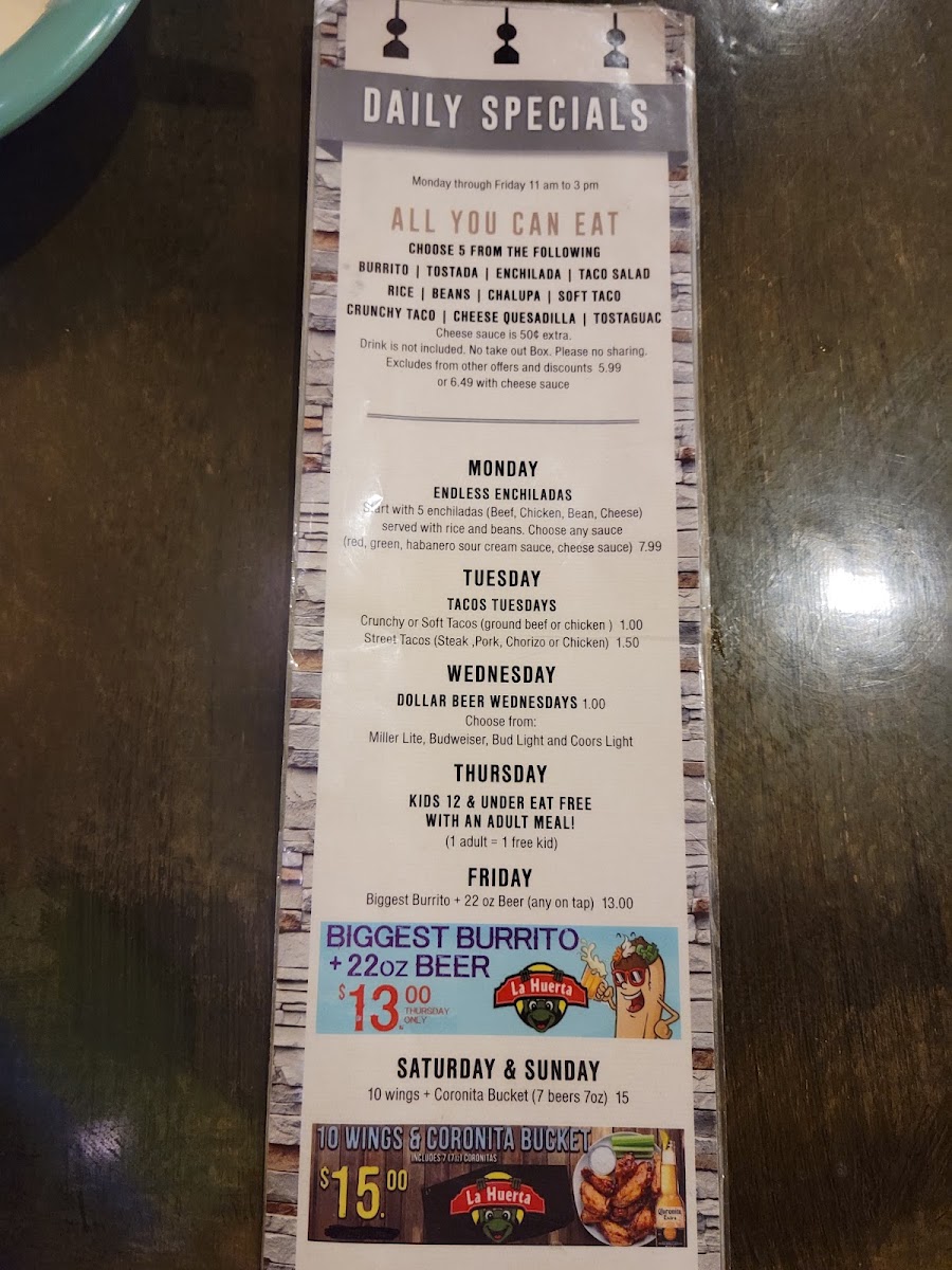 La Huerta Méxican Restaurant Menu 5